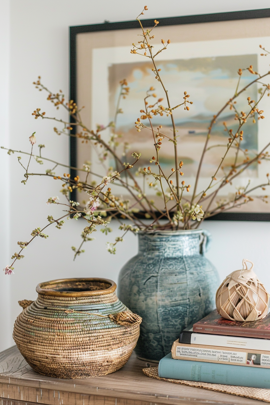 Unique finds like a hand-painted vase and vintage books