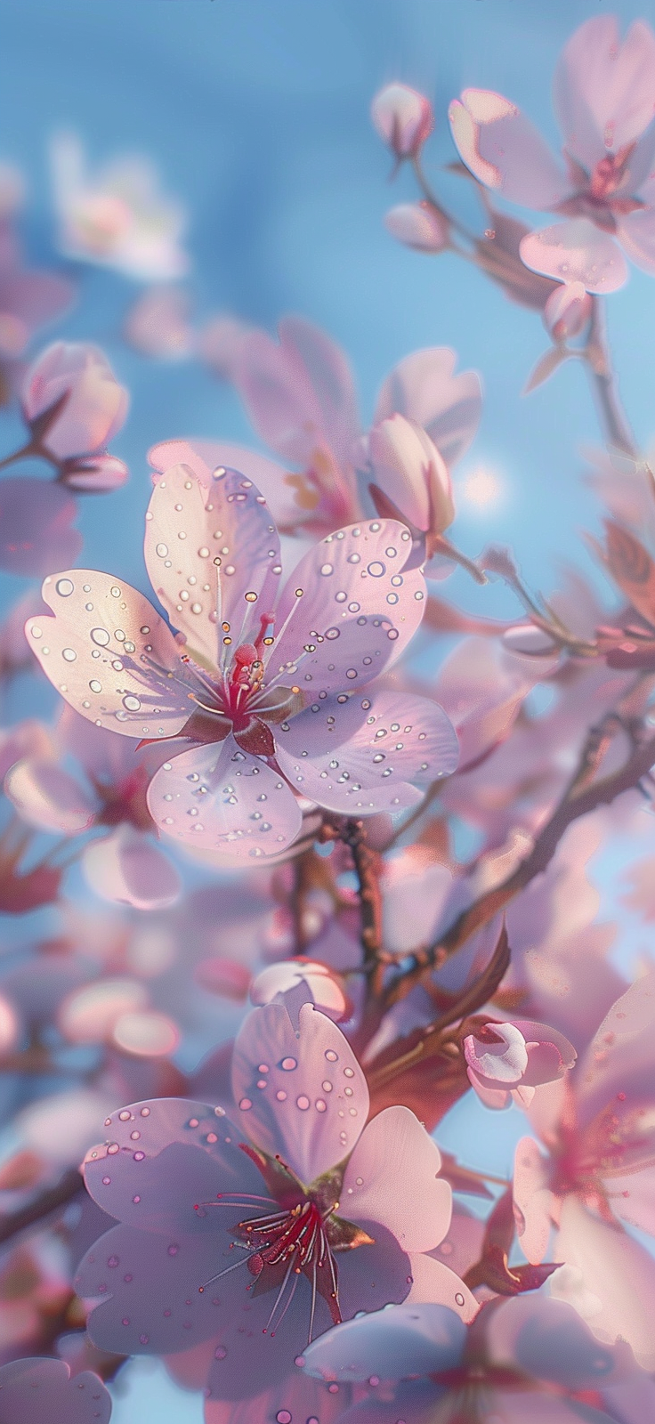 Cherry blossoms and floating petals