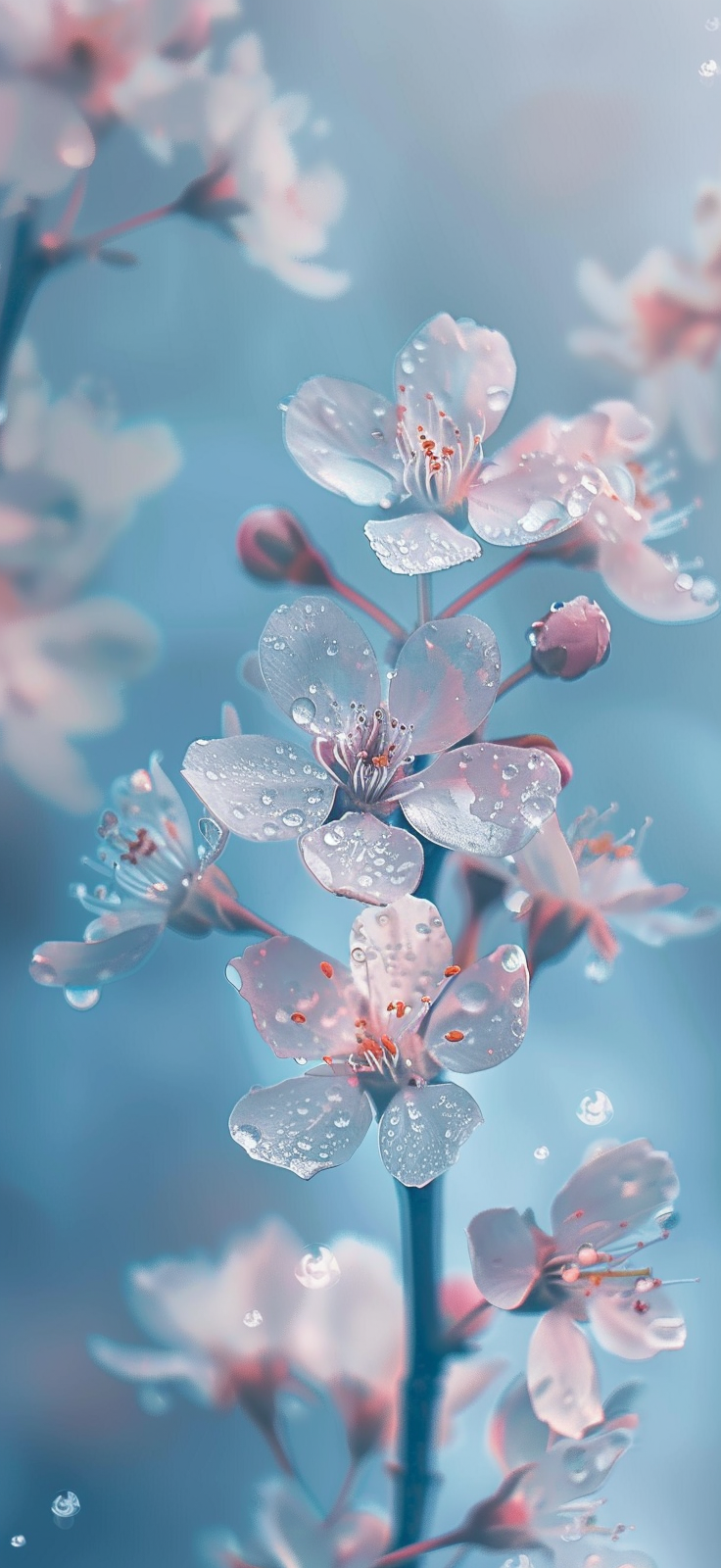 Cherry blossoms and floating petals