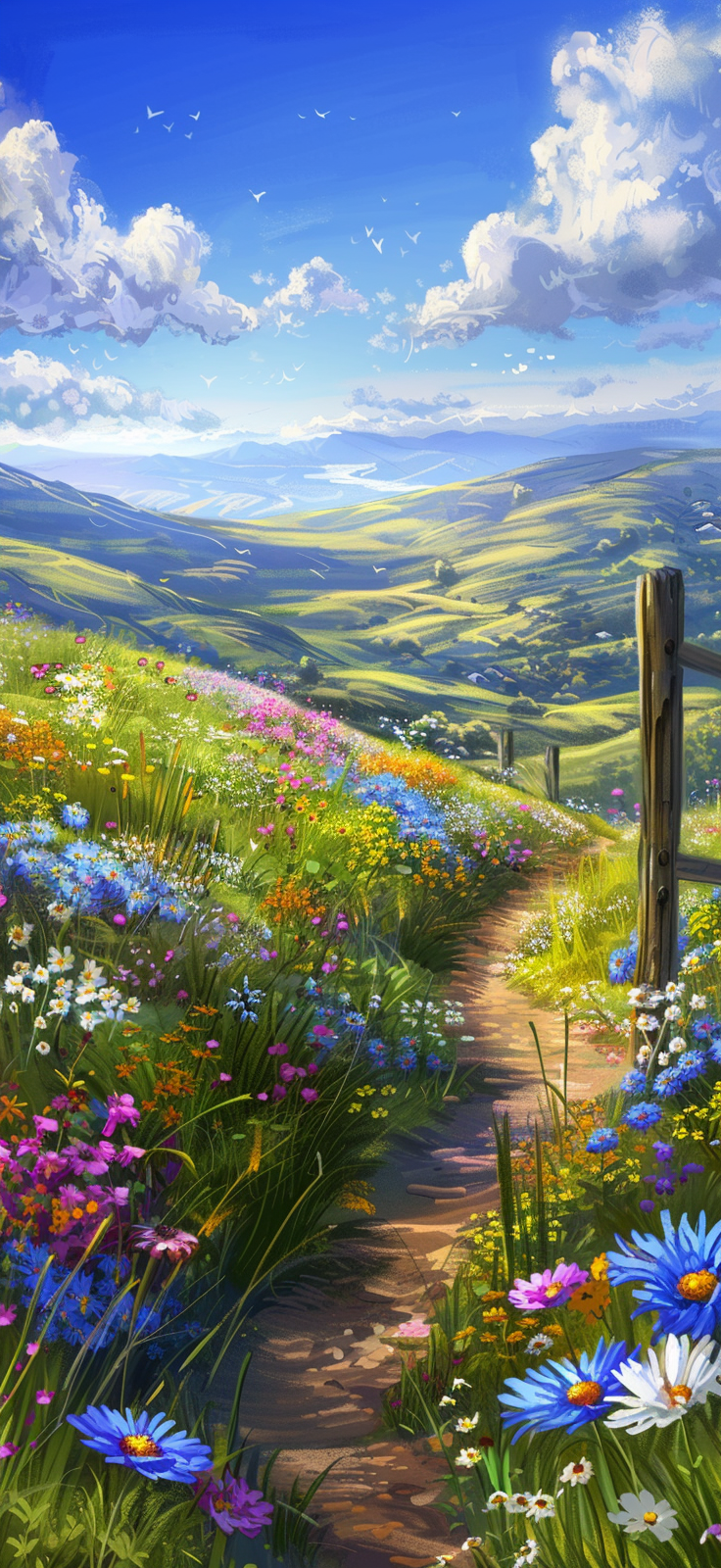 Meadow with colorful wildflowers