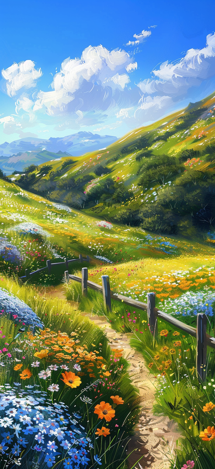 Meadow with colorful wildflowers
