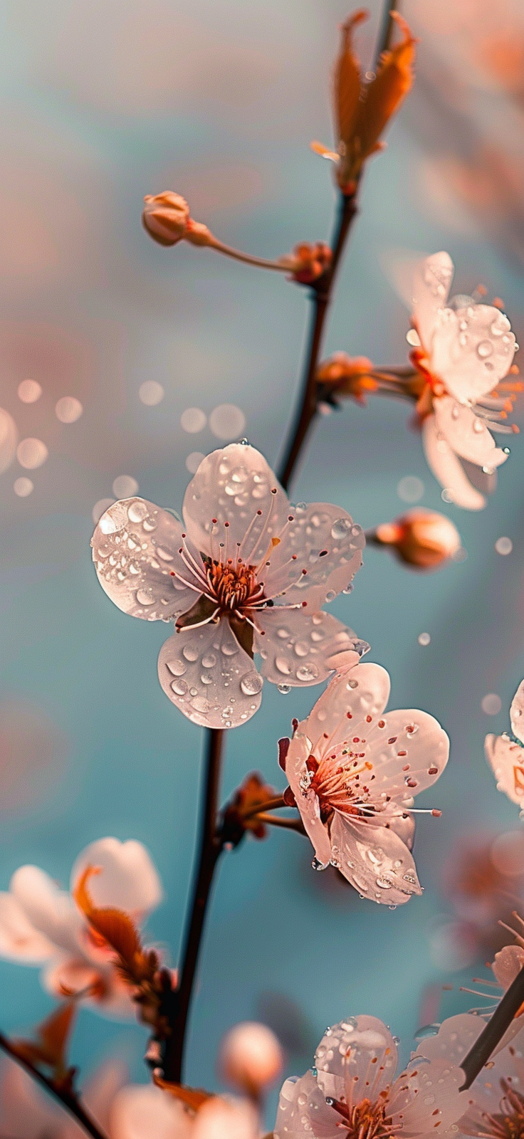Cherry blossoms and floating petals