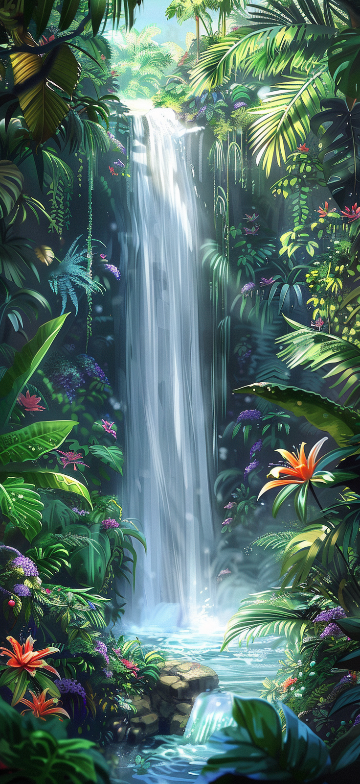 tropical waterfall sanctuary
