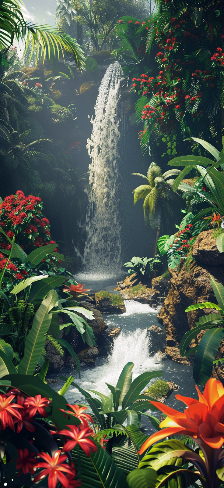 tropical waterfall sanctuary