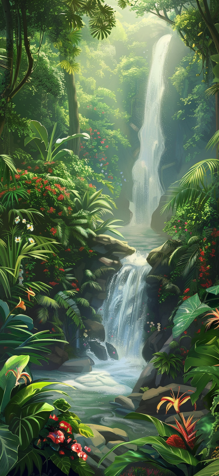 tropical waterfall sanctuary