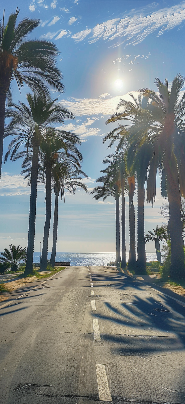 palm-lined coastal road