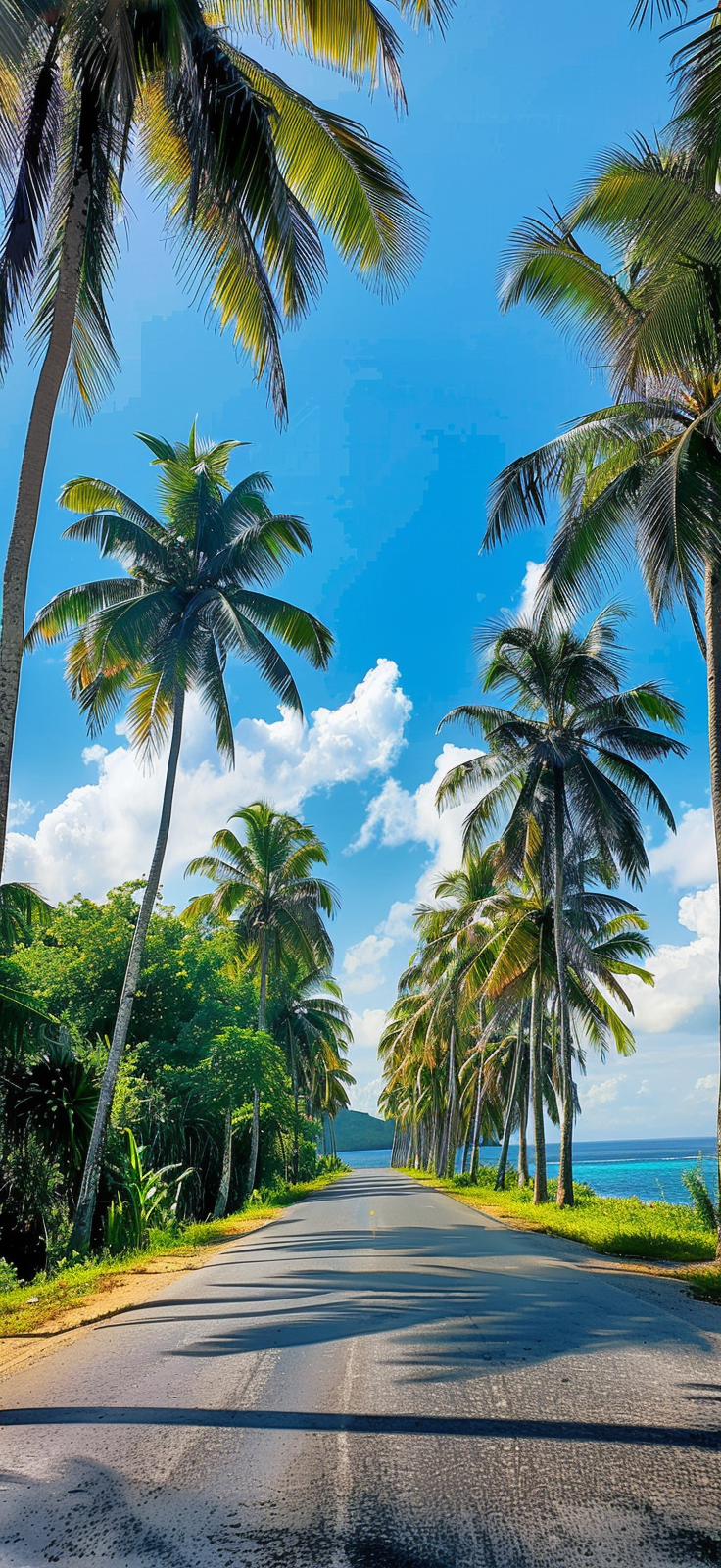 palm-lined coastal road