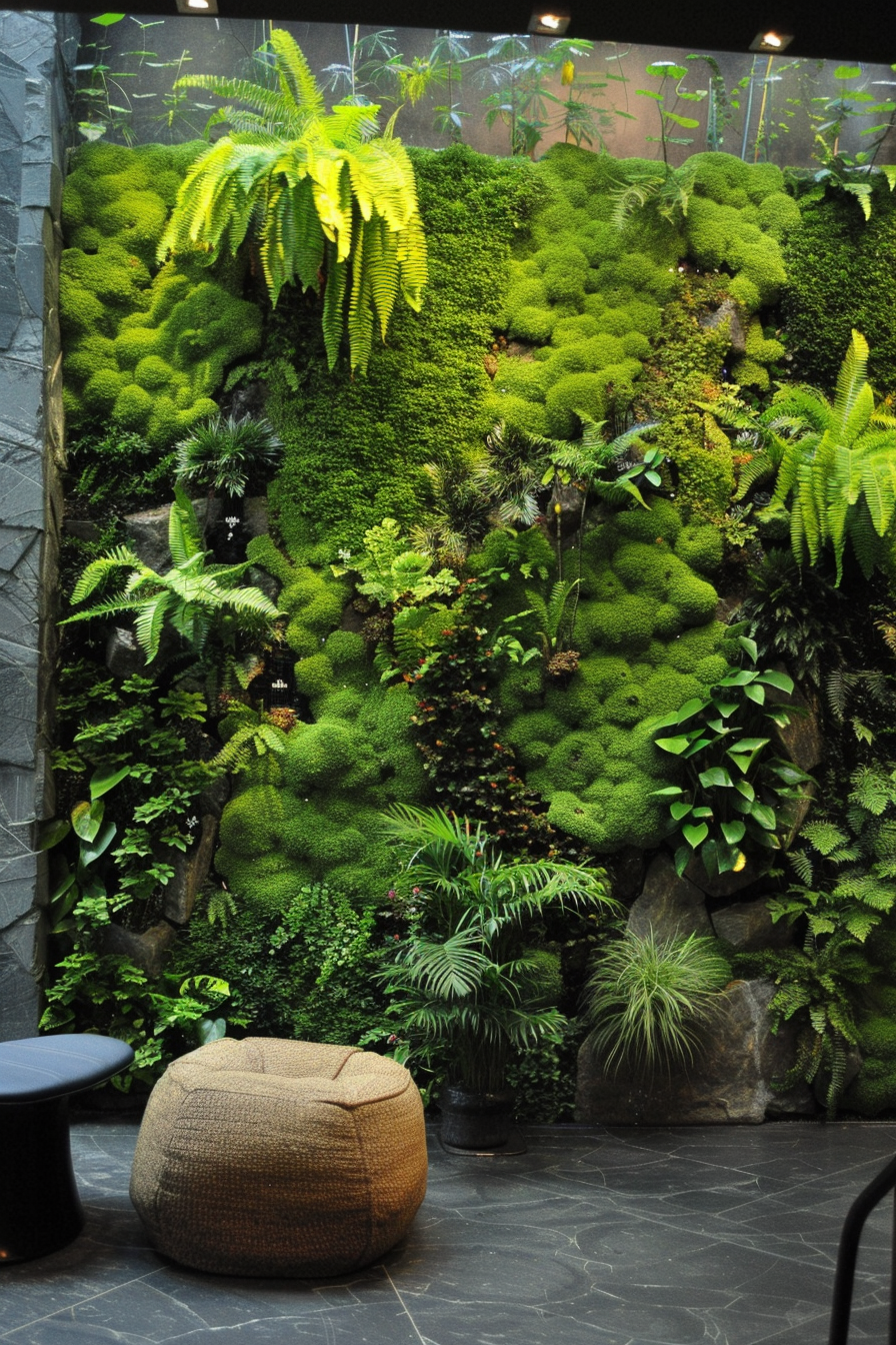 Vertical garden with lush greenery