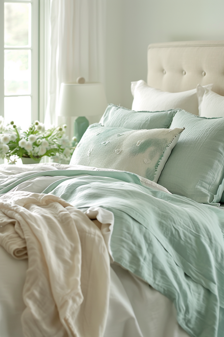 Tranquil bedroom retreat with crisp linen and light colors