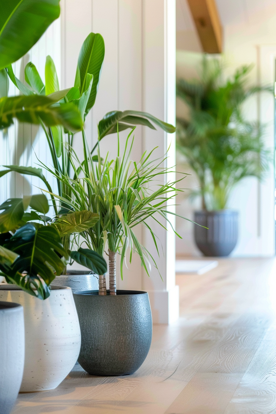 Indoor plants in modern coastal home