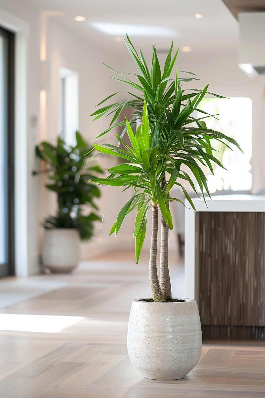 Indoor plants in modern coastal home