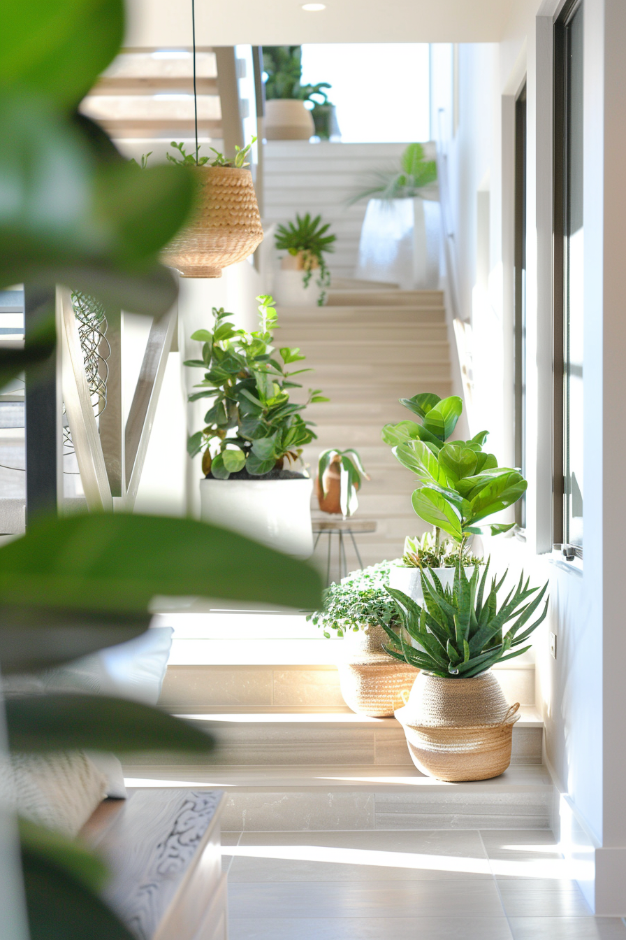 Indoor plants in modern coastal home