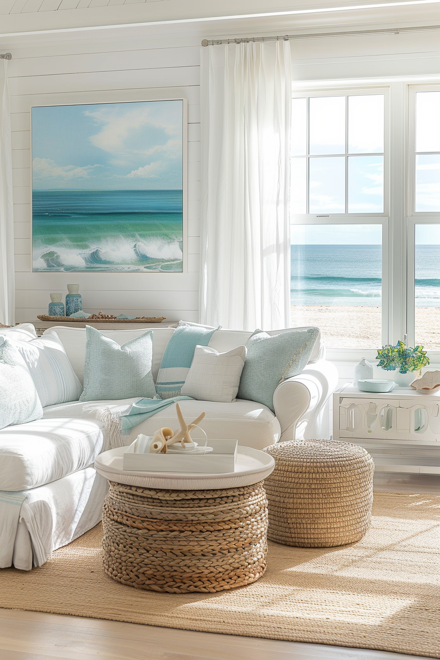 Soft palette with ocean-inspired accents in home decor