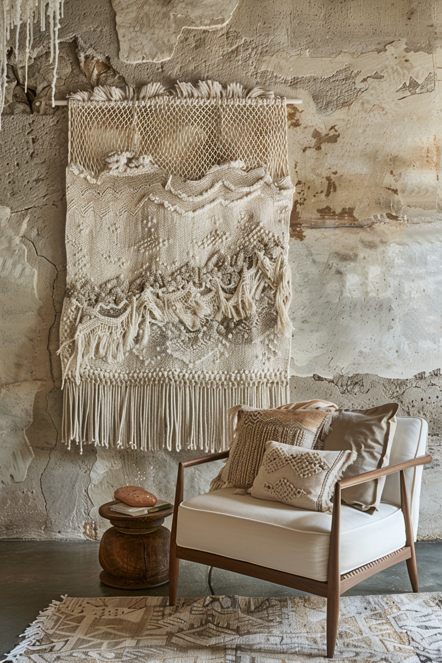 Textured wall hangings like macrame