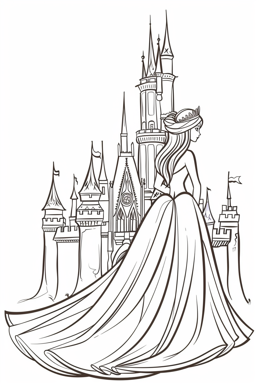 Princess in front of a castle