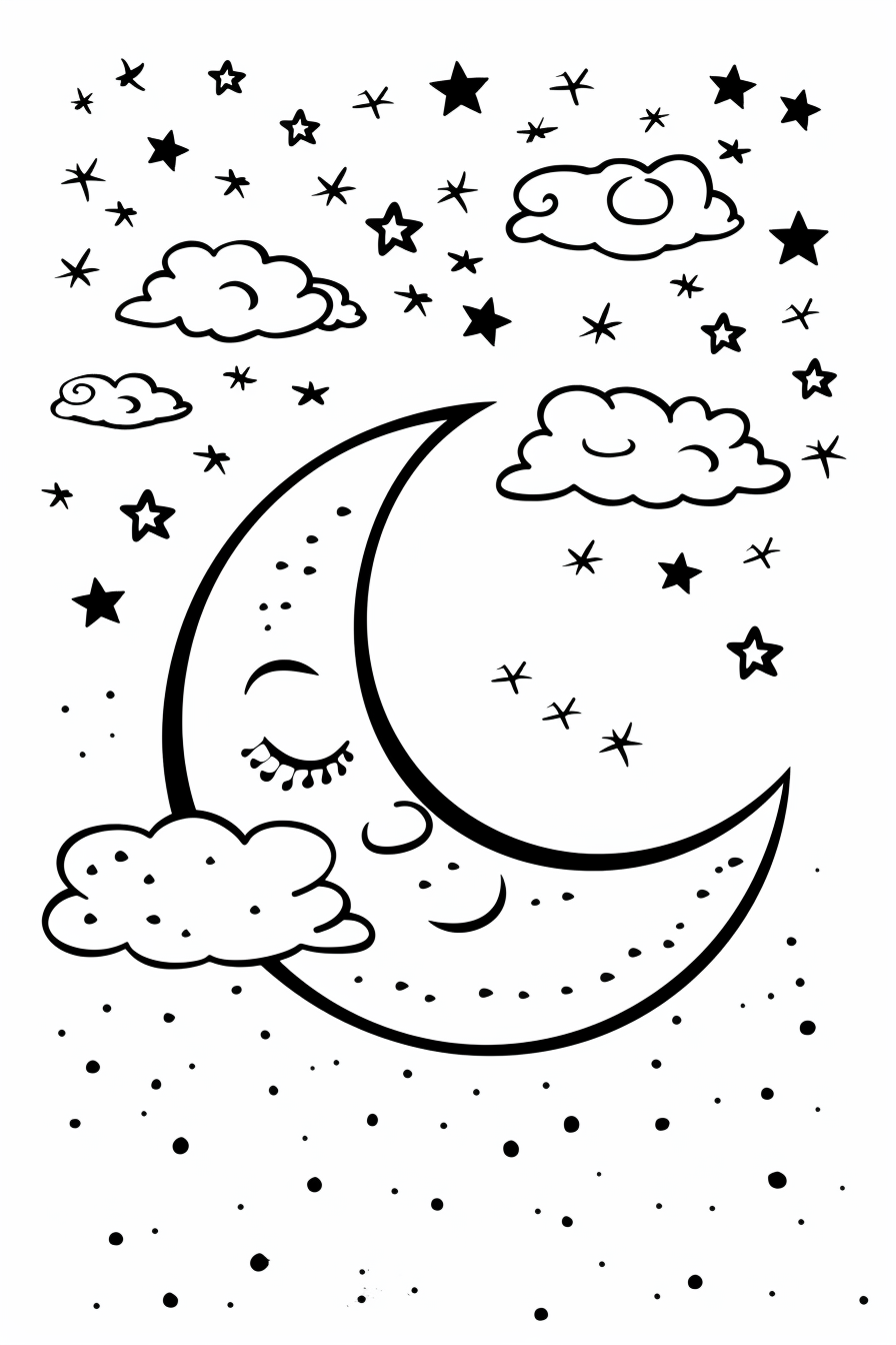 Crescent moon and stars