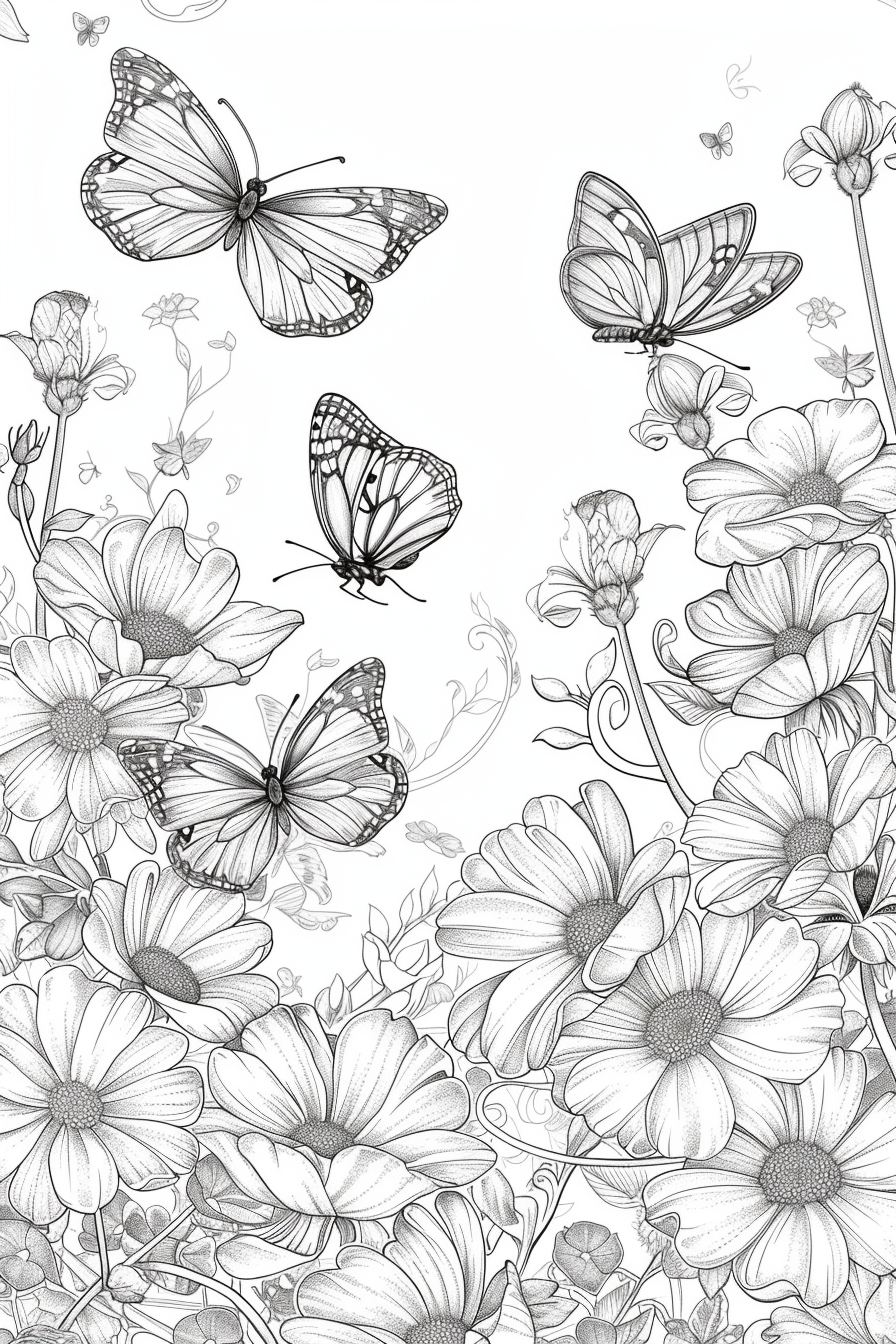 Butterflies in a garden
