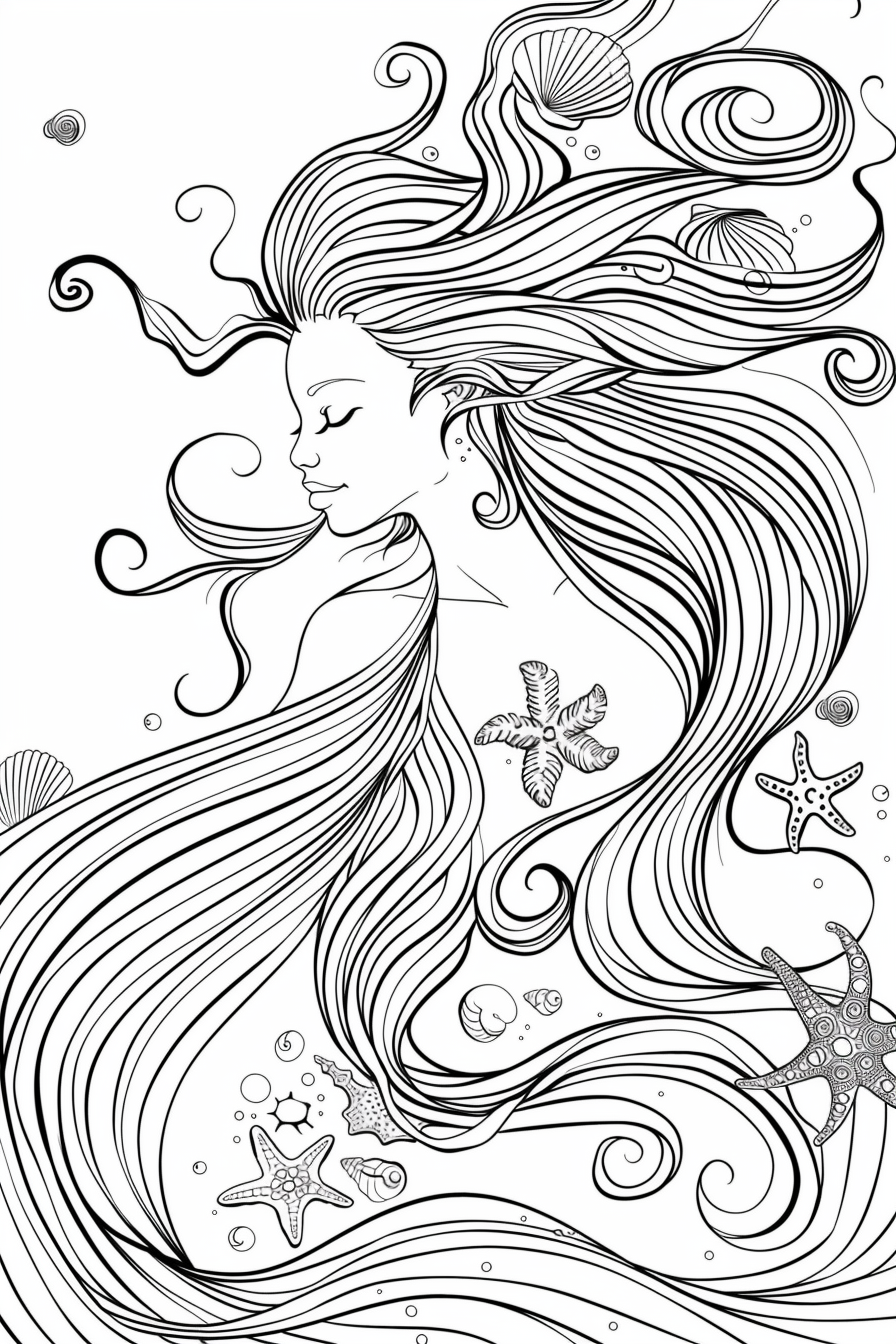 Mermaid exploring the sea