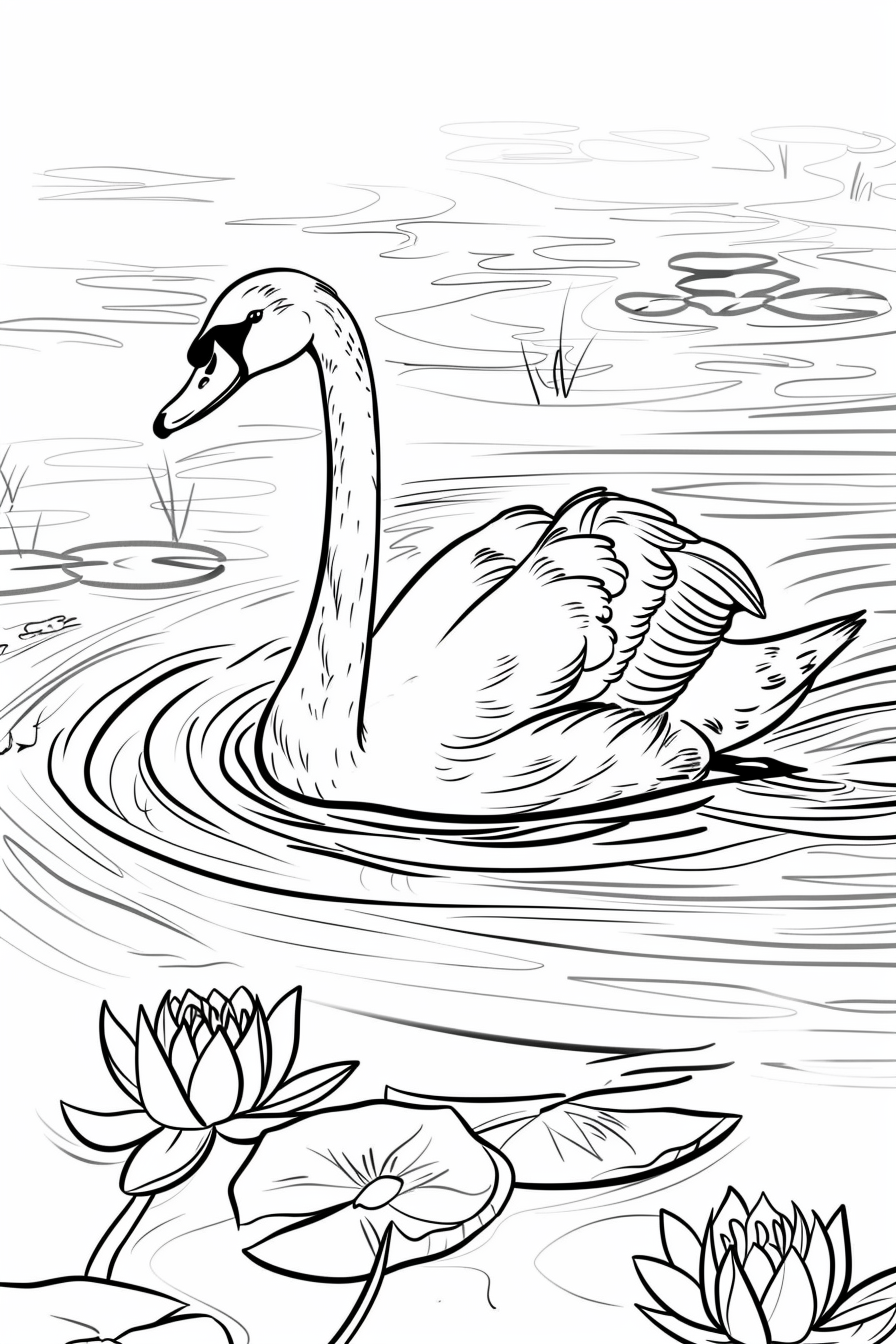 Majestic swan on a pond