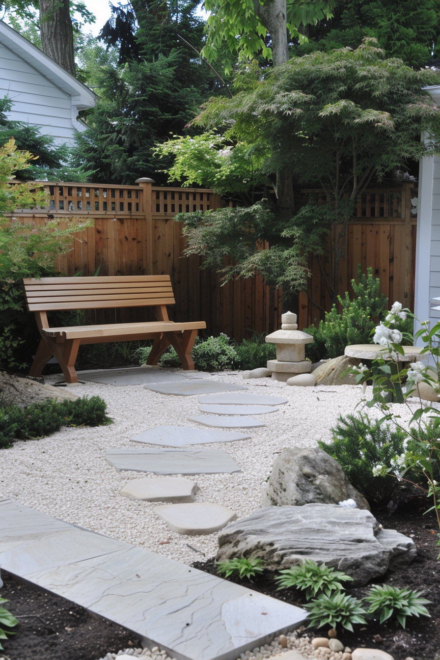 Bamboo and stone elements in a Zen garden