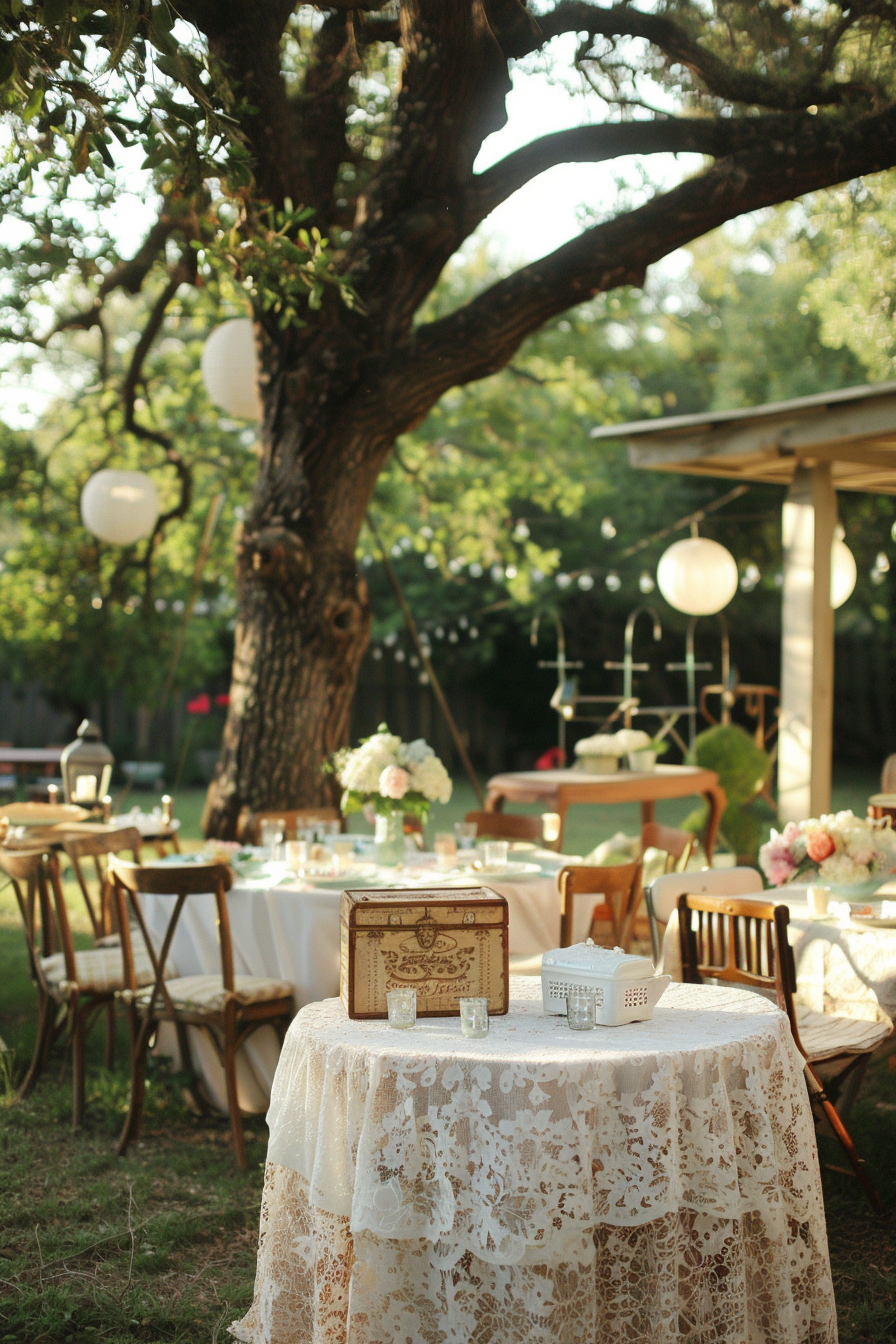 Vintage-inspired decor with antique furniture and lace