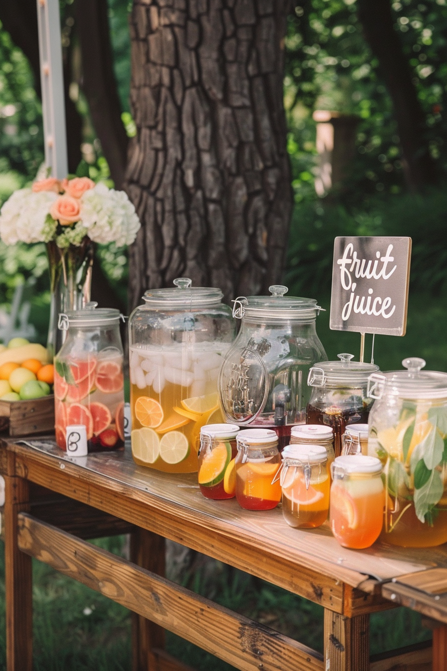 DIY beverage station with lemonade and iced tea
