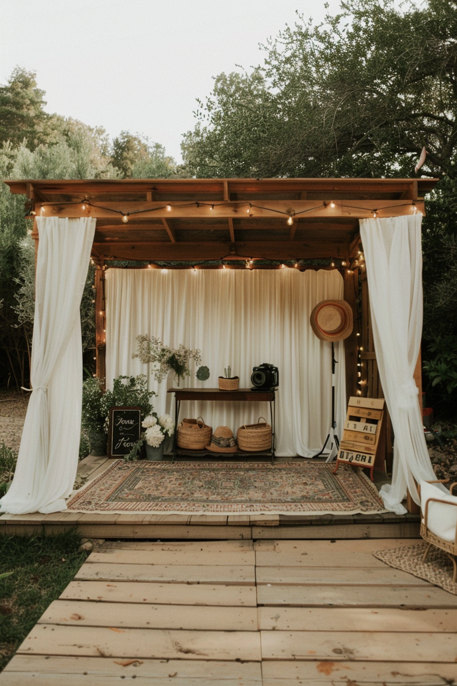 DIY photo booth setup for a backyard wedding