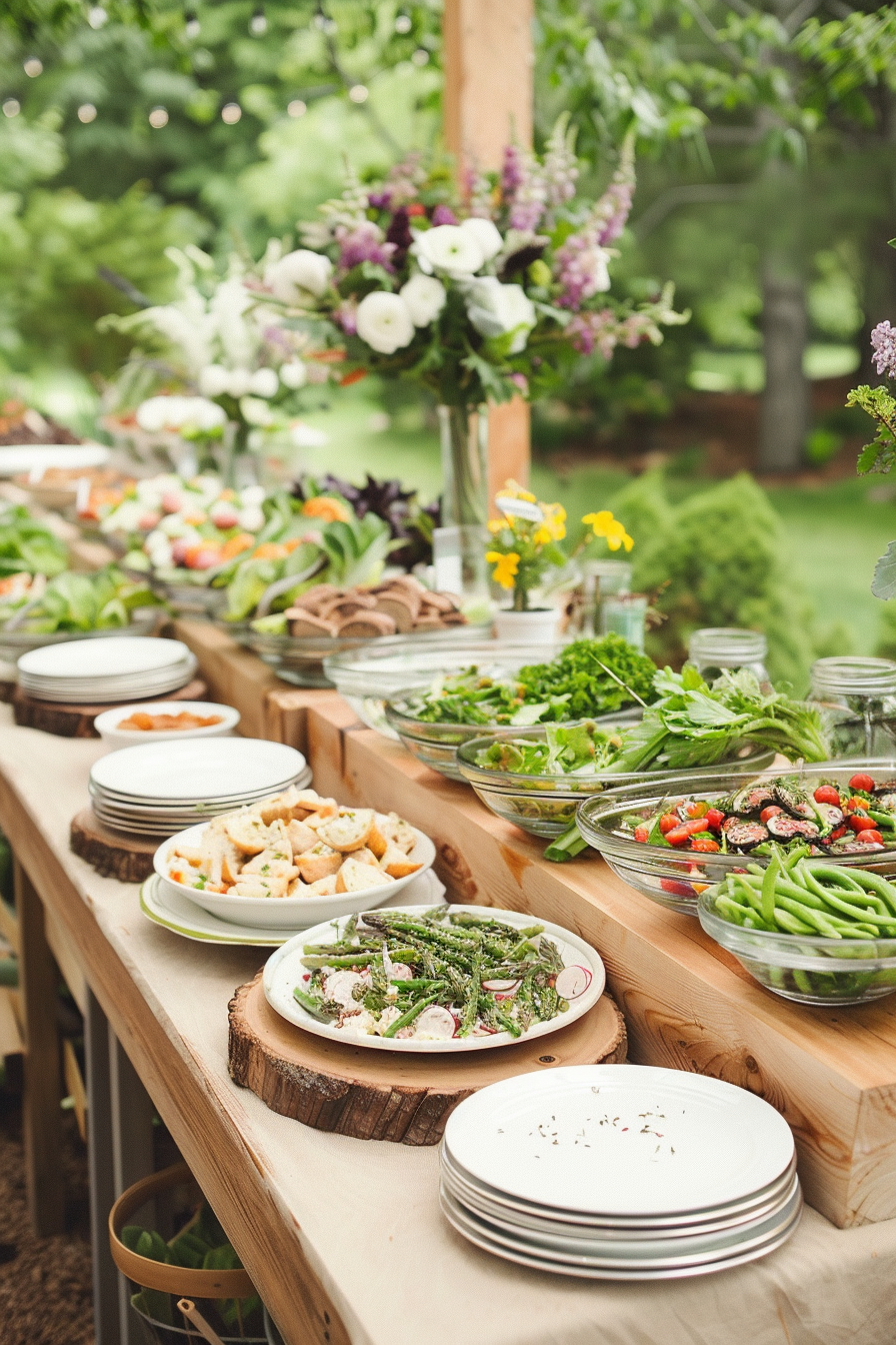Delicious seasonal dishes for a wedding buffet