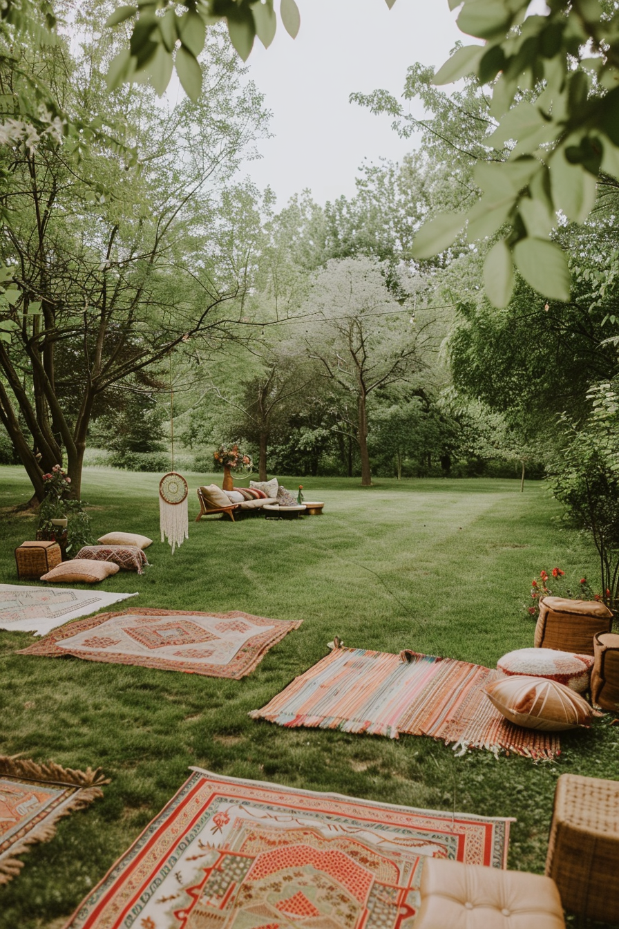 Eclectic boho decor with macramé and wildflowers
