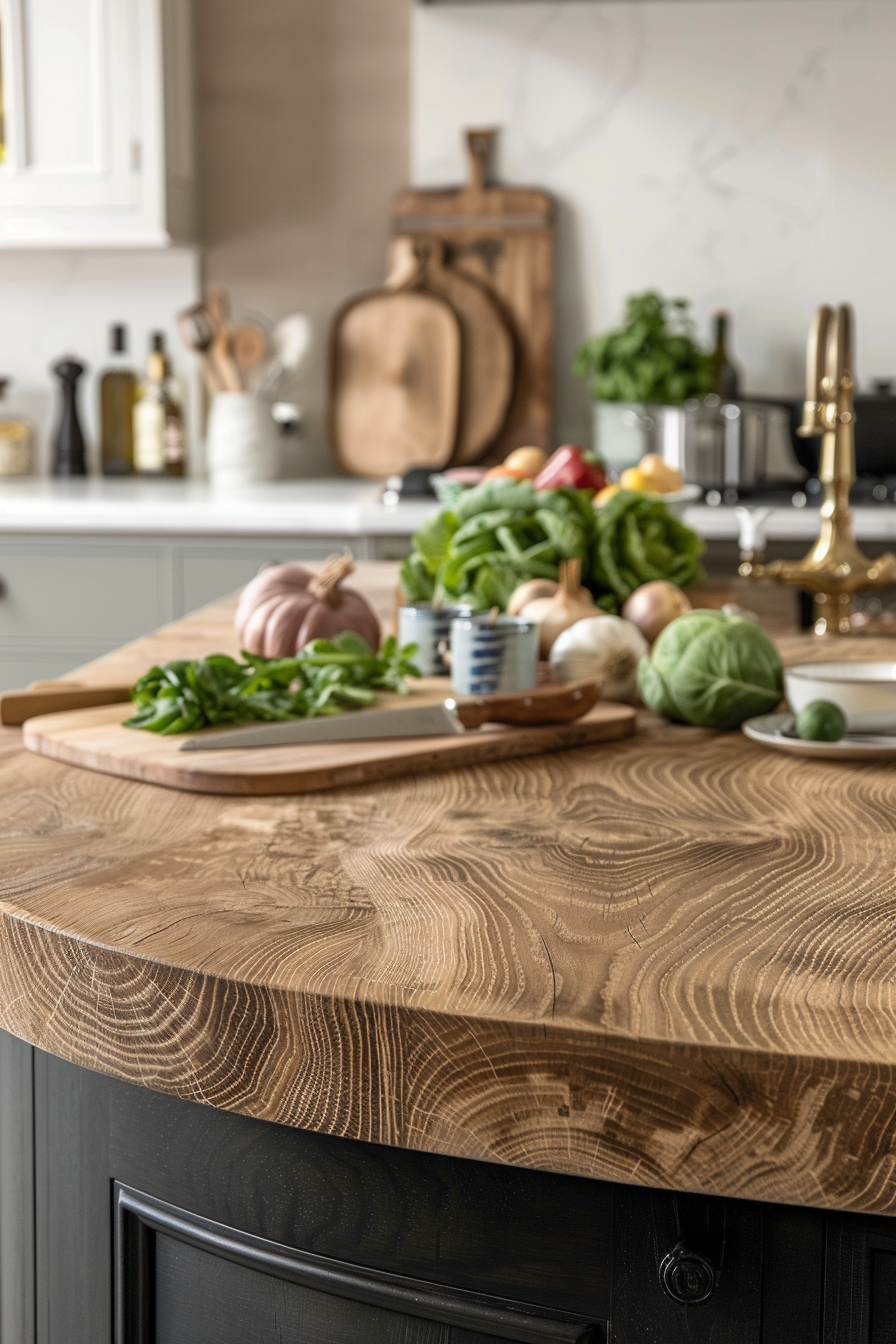 Detailed butcher block countertop