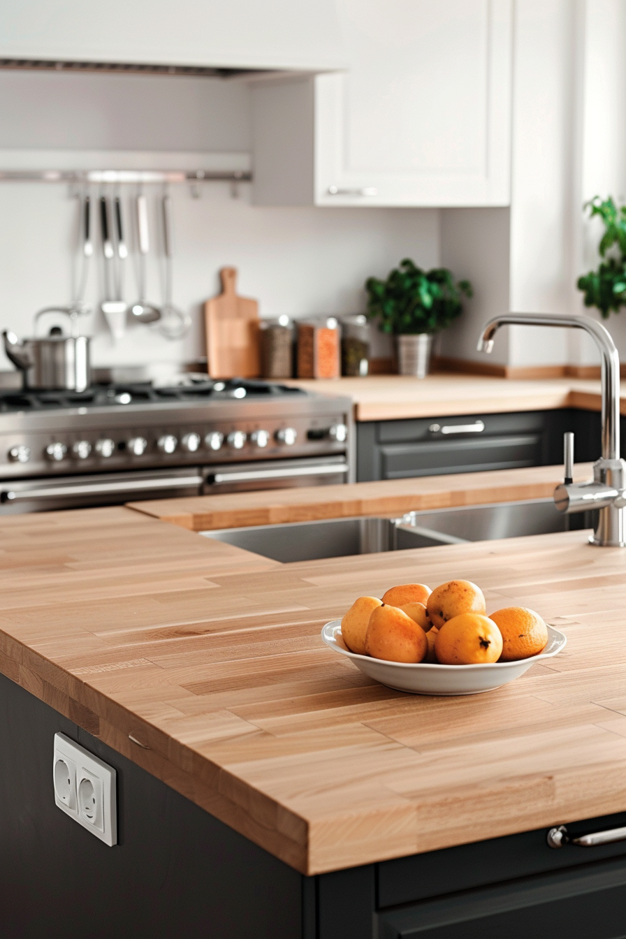 Contemporary butcher block island