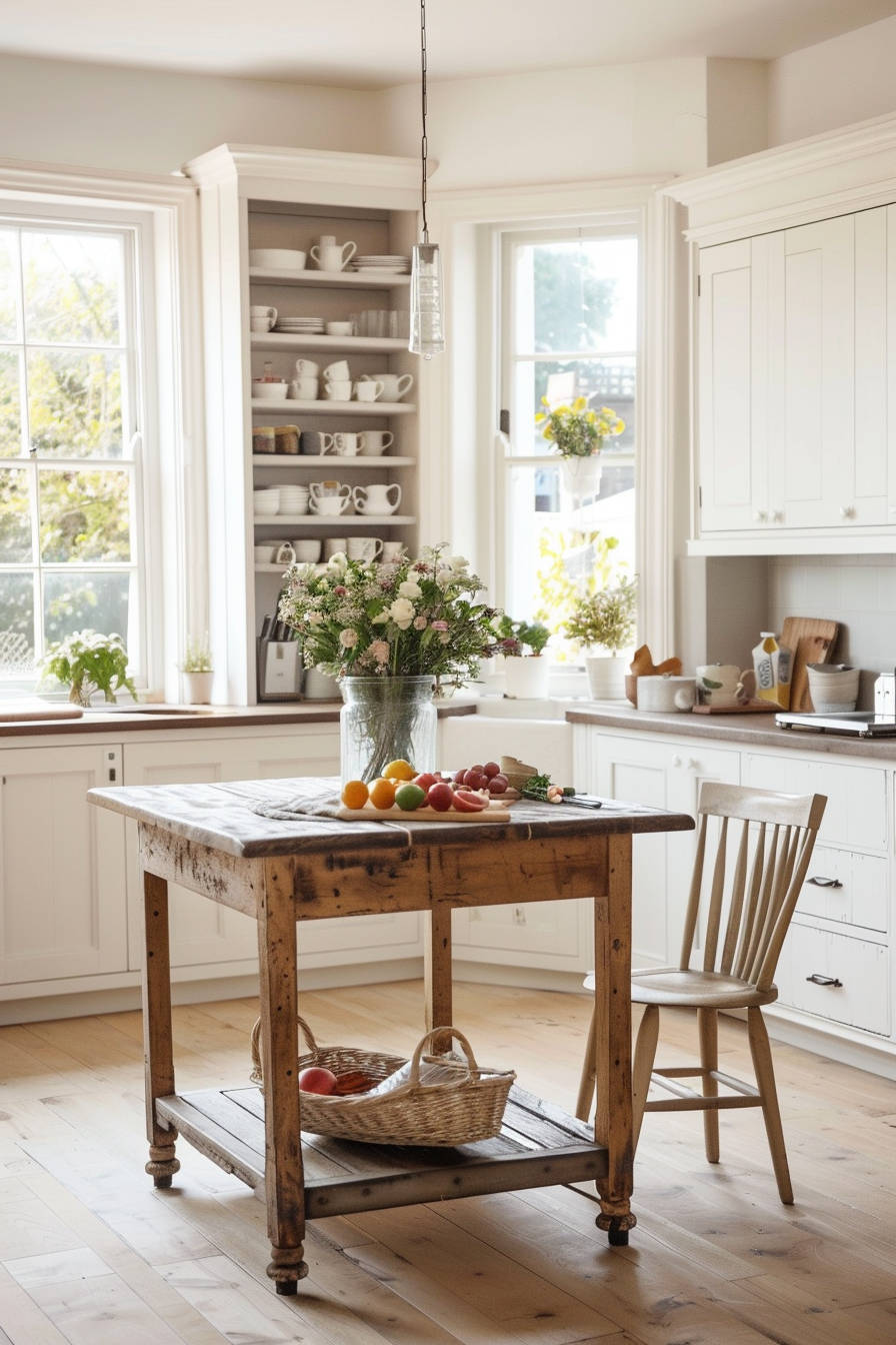 Butcher block table island