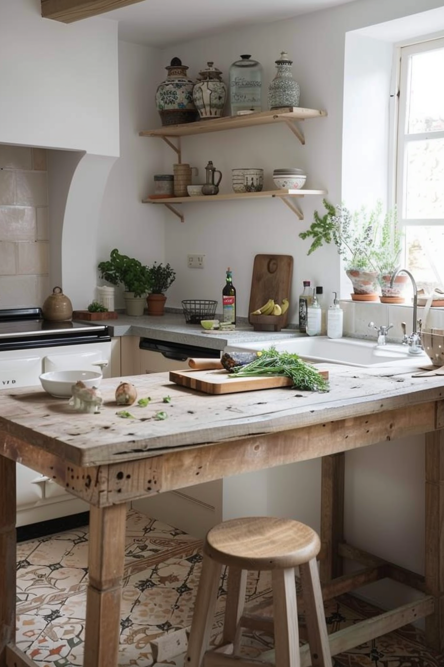 Compact butcher block island