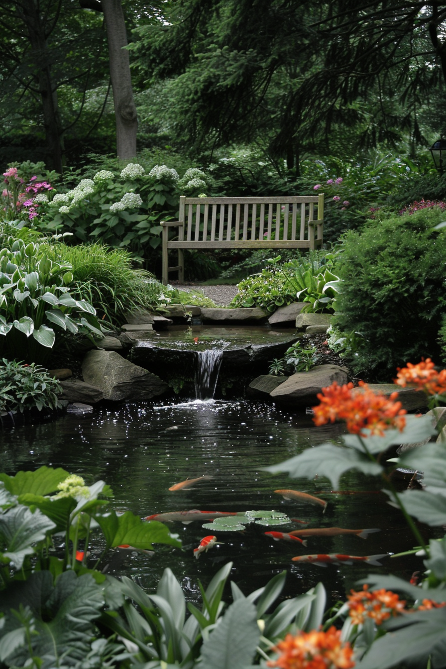 A small pond, fountain, or birdbath