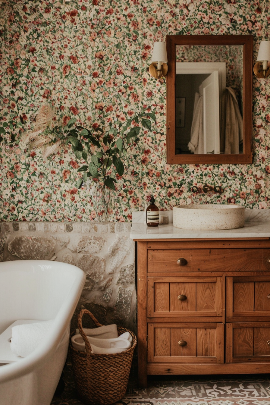 Inviting Cottagecore Bathroom