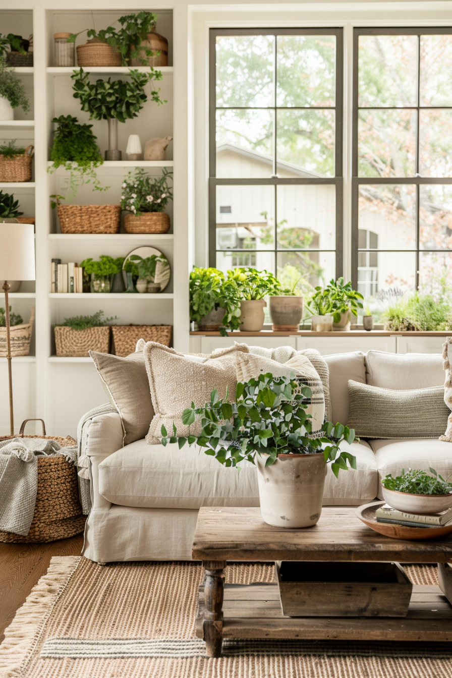 Living room with touches of greenery