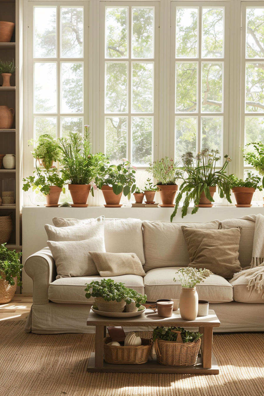 Living room with touches of greenery