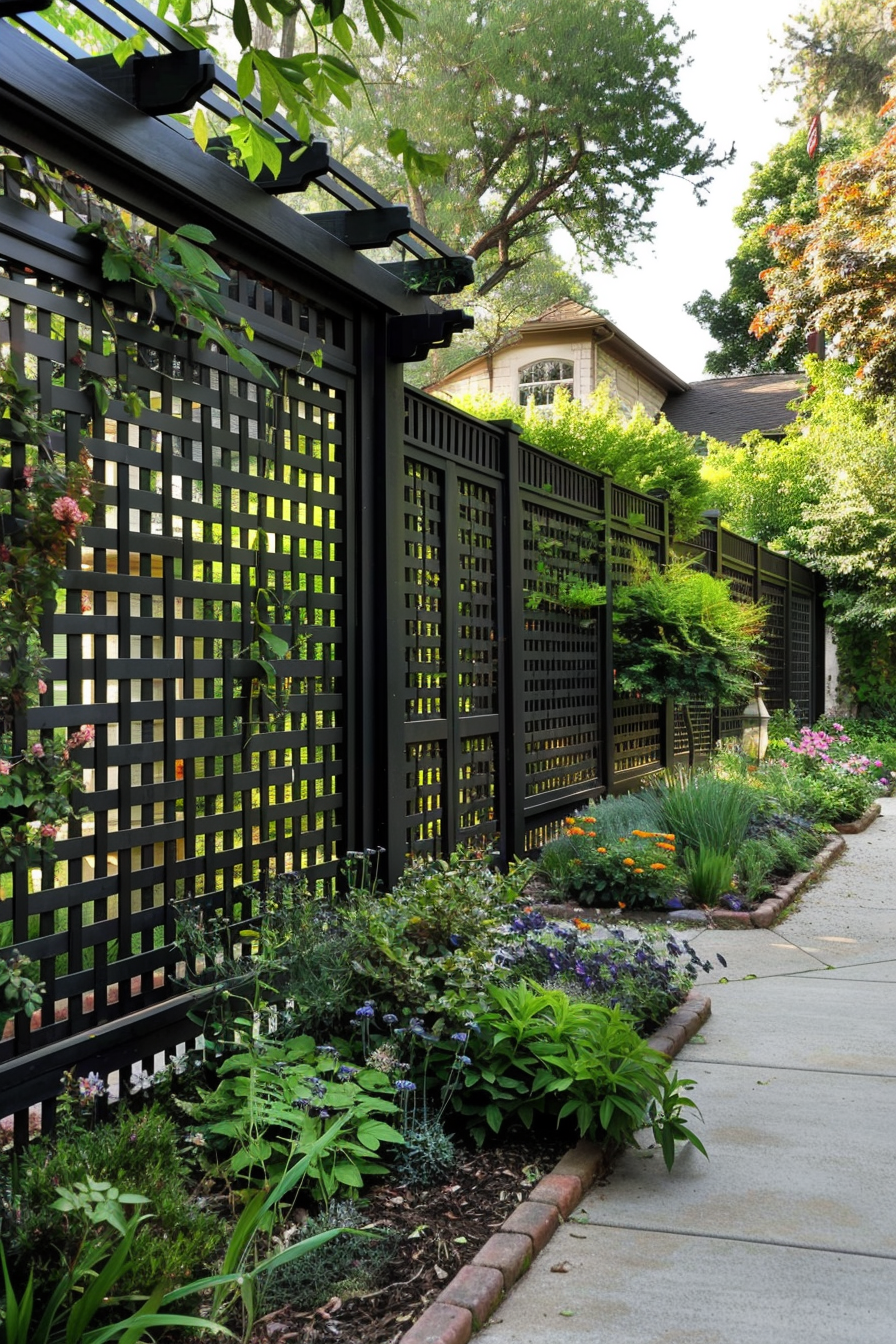Low-maintenance fence with vinyl, composite, or metal materials.