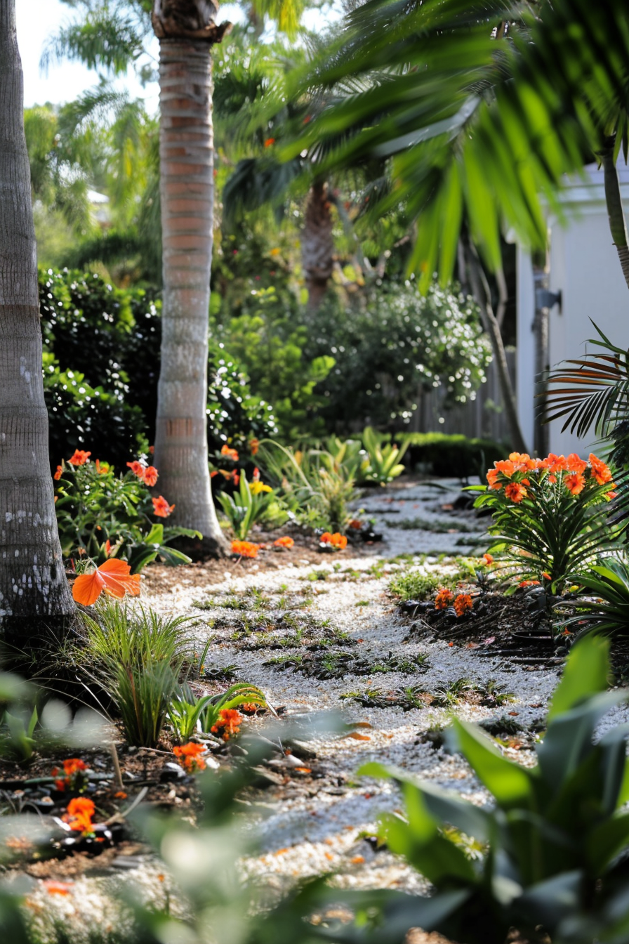 Florida landscape with drought-tolerant and salt-resistant plants.