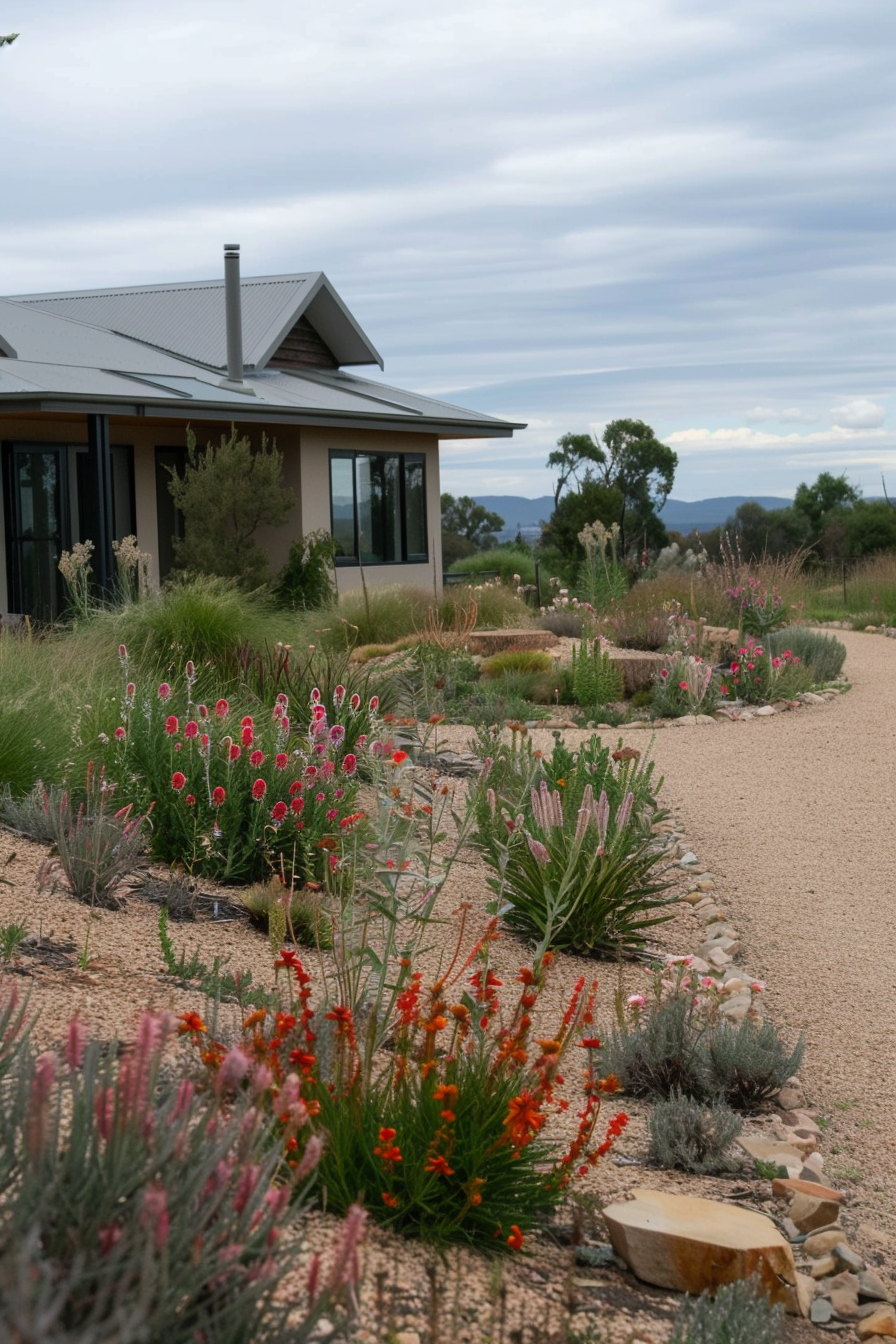 Australian landscape with native and drought-tolerant plants.