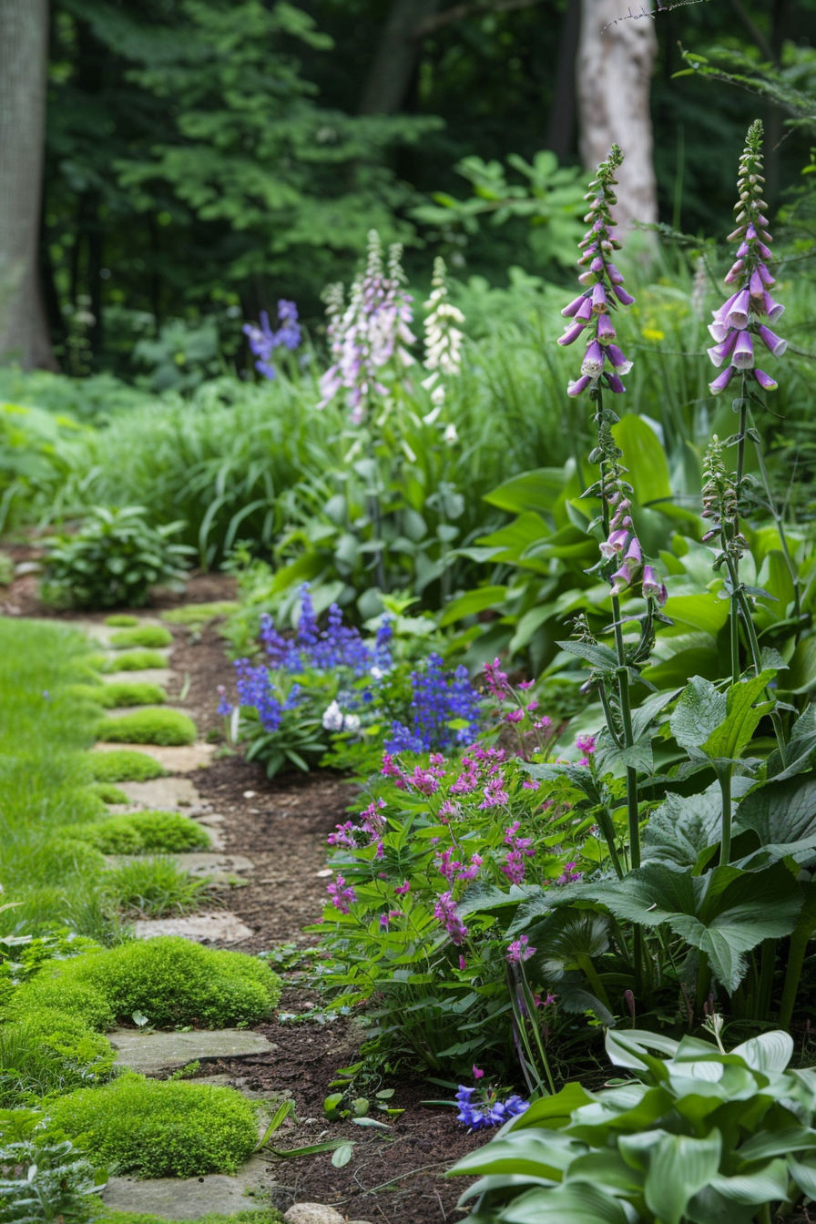 UK landscape with native plants and low-maintenance ground covers.