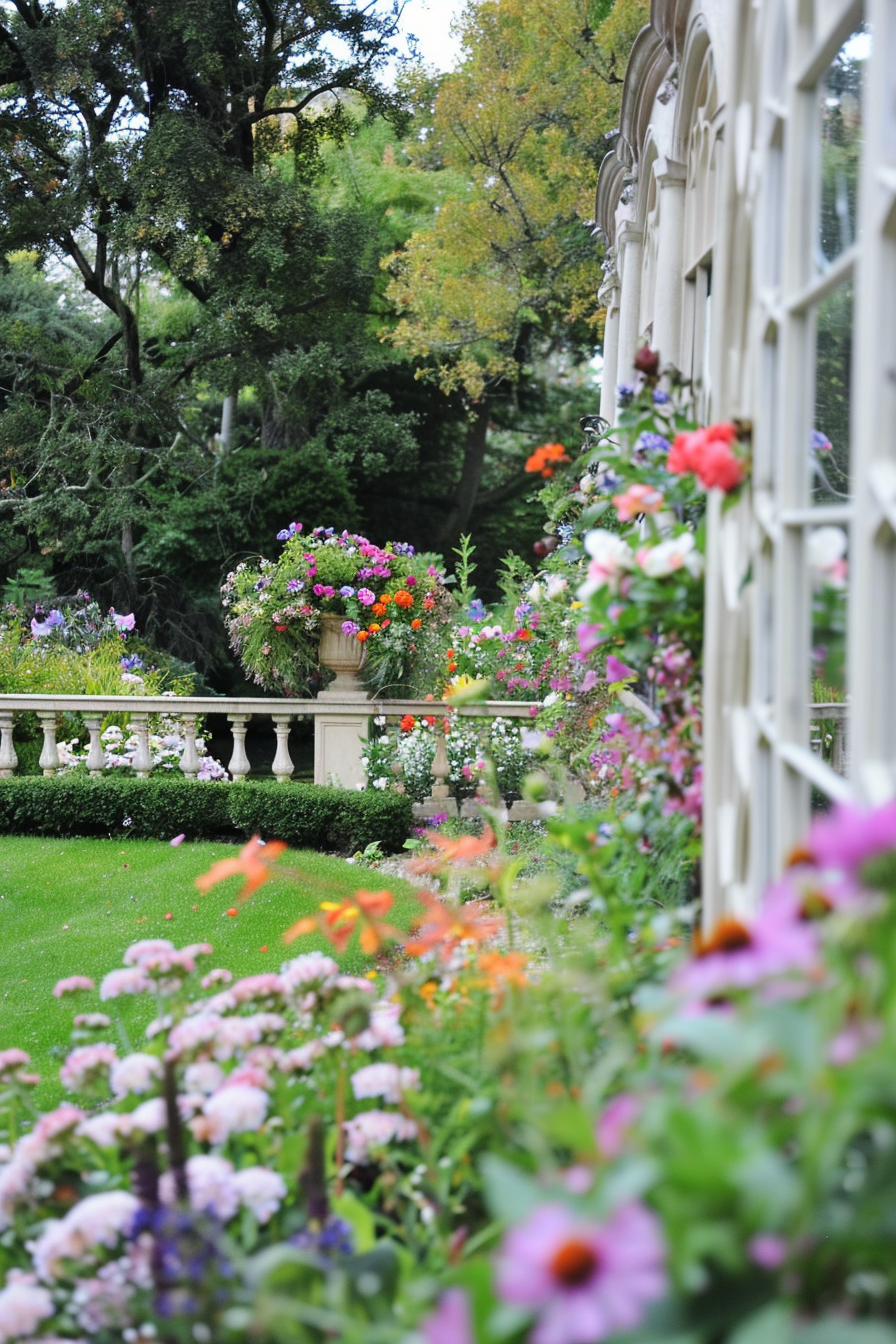 Garden mirrors with peonies