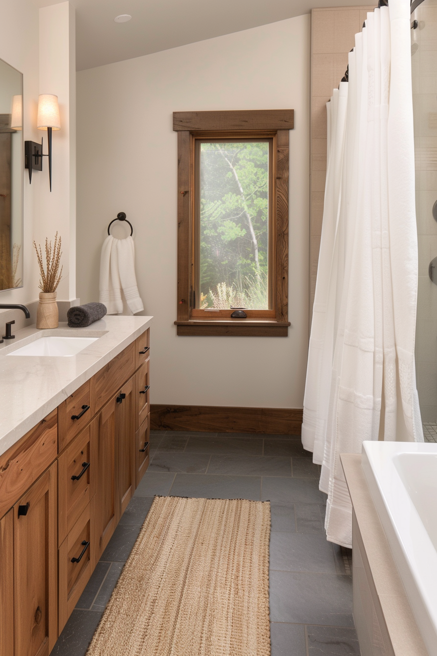 Textured tiles and linen towels