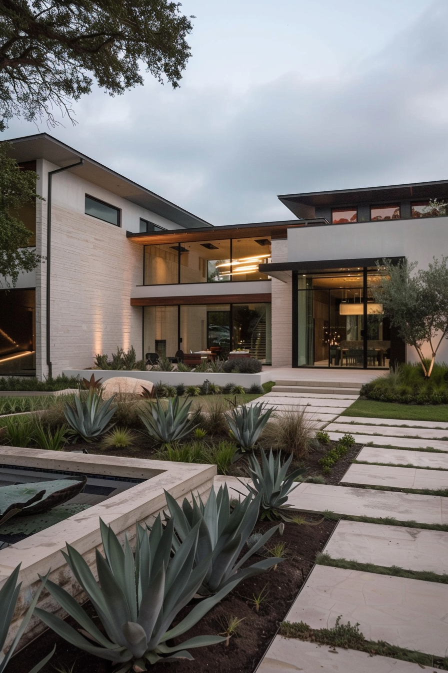 Modern outdoor furniture with neutral-toned cushions