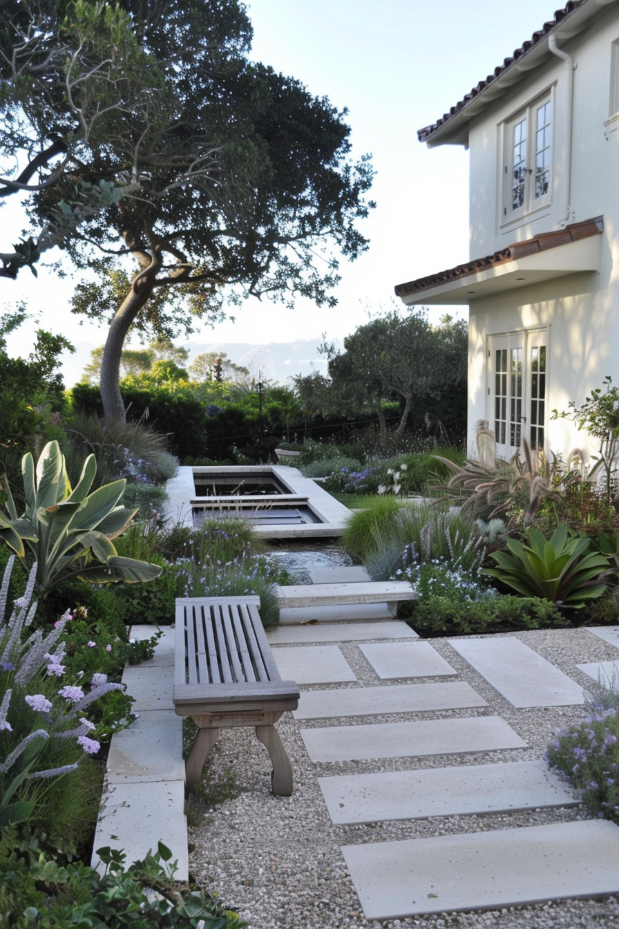 Salt-tolerant plants and grasses in a coastal yard