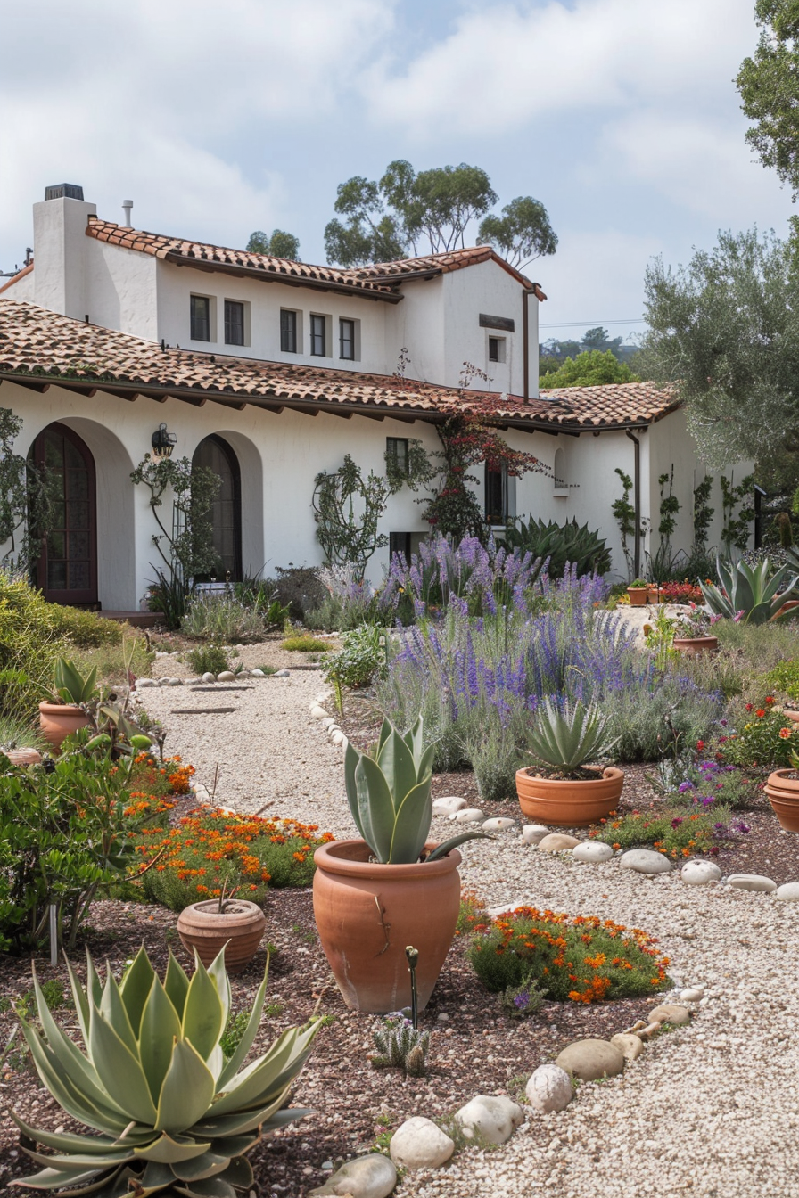 Lavender and rosemary in a drought-tolerant yard