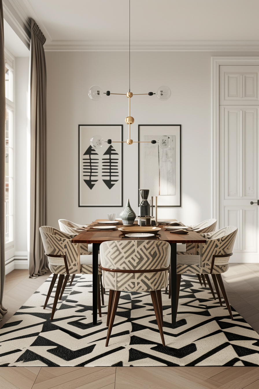 Dining room with geometric designs