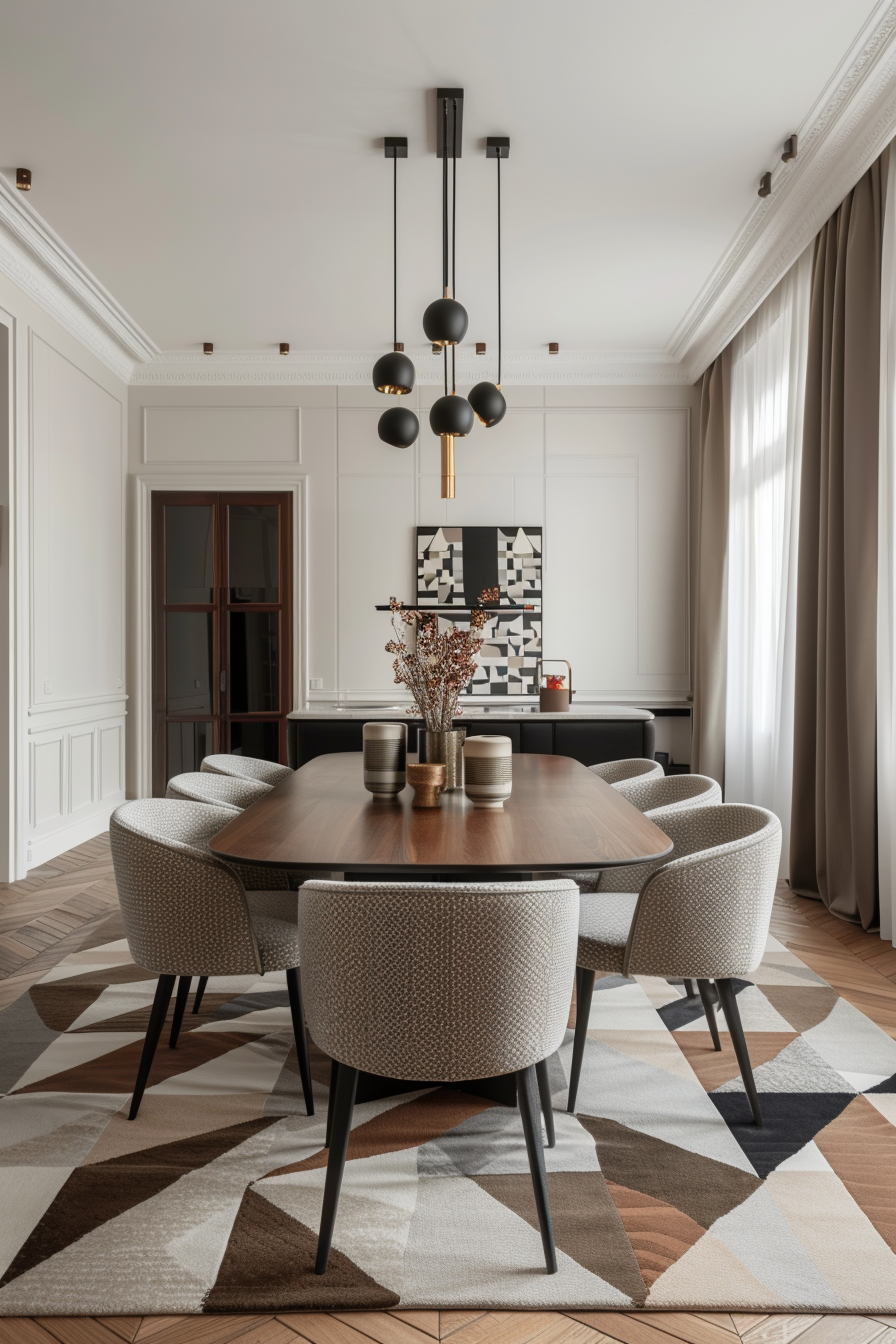 Dining room with geometric designs