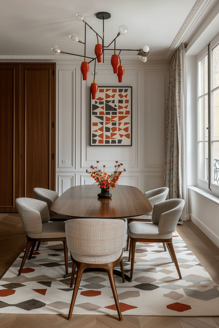 Dining room with geometric designs