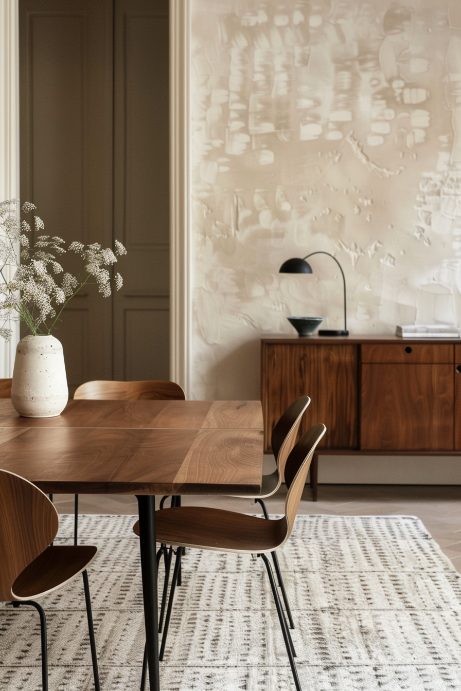 Dining room with mixed textures